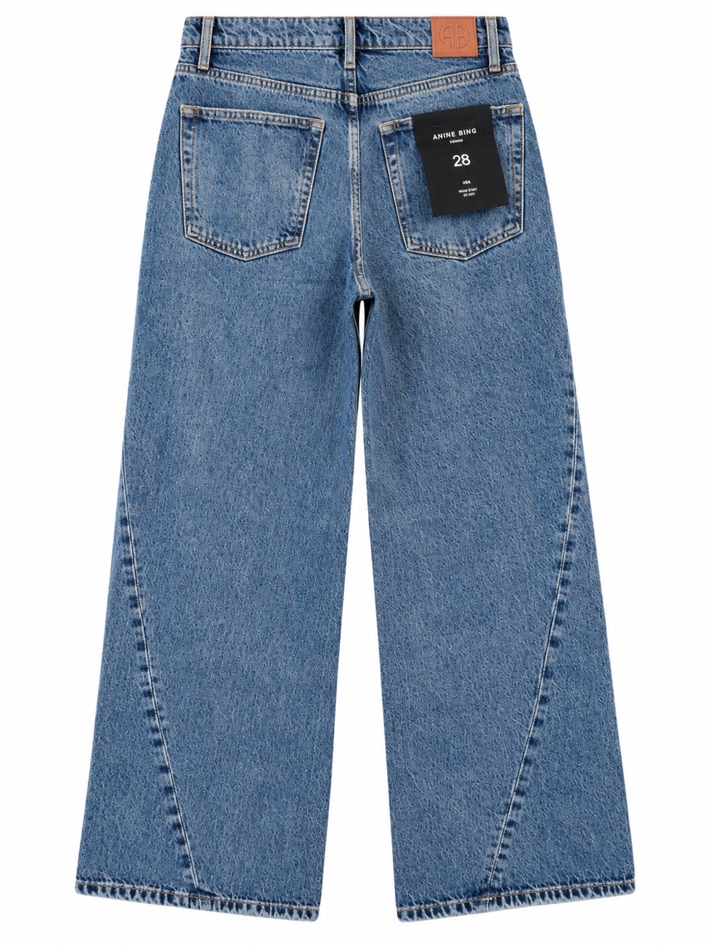 Anine Bing Brie Jeans Womens 28 Cabana Blue Wide Leg Seam Detail NWT - Picture 3 of 11